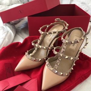 Valentino Rock Stud Heels - Size 37.5 NUDE